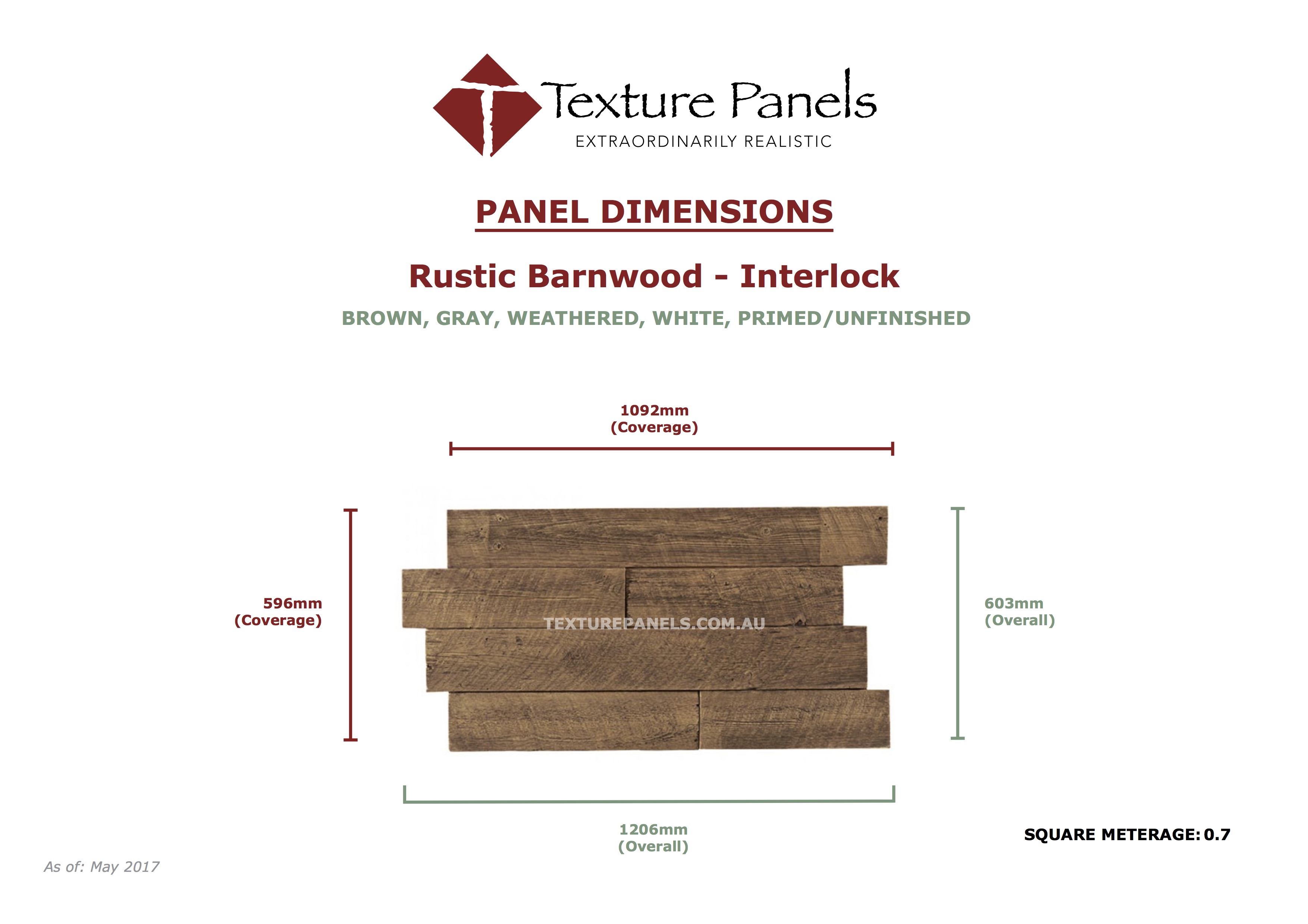 Rustic Barnwood Interlocked - Dimensions